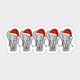 Five Grey Elephant Christmas Santa Hat Sticker